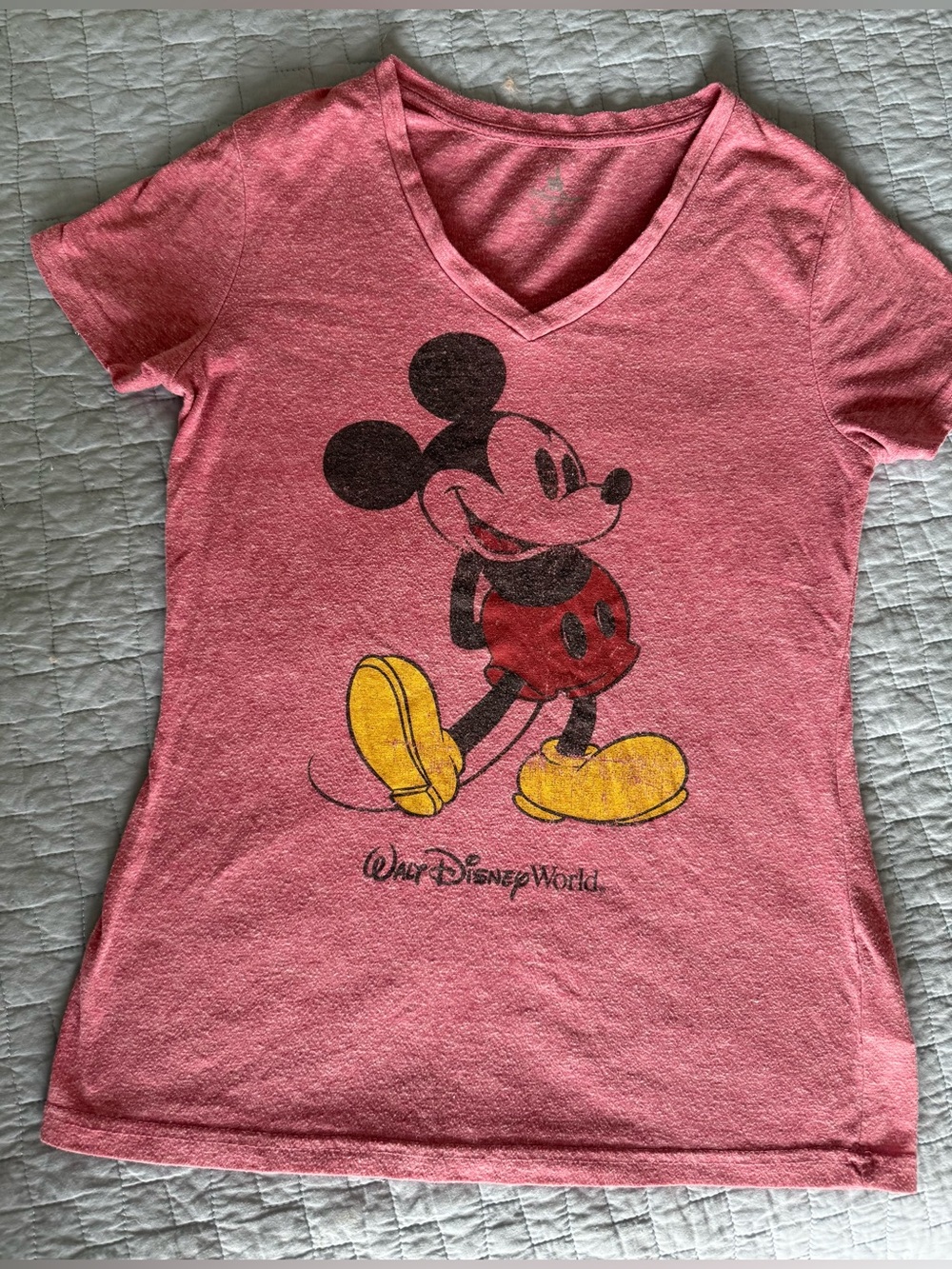 Official Walt Disney World Vintage-Style Mickey Mouse Heathered V-Neck size M